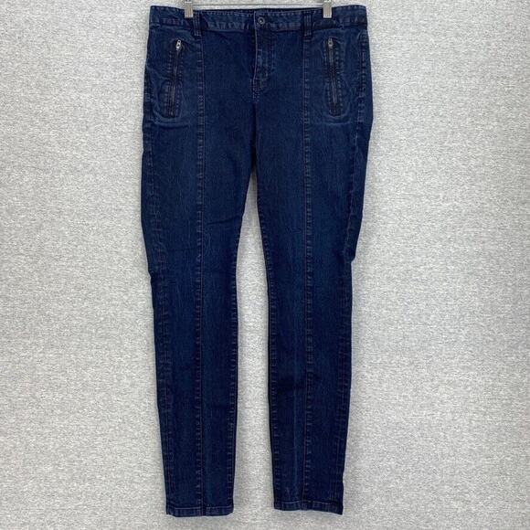 Tommy Hilfiger Jeans Womens 12 Skinny Mid Rise Dark Denim Stretch Front Zipper - Picture 1 of 11